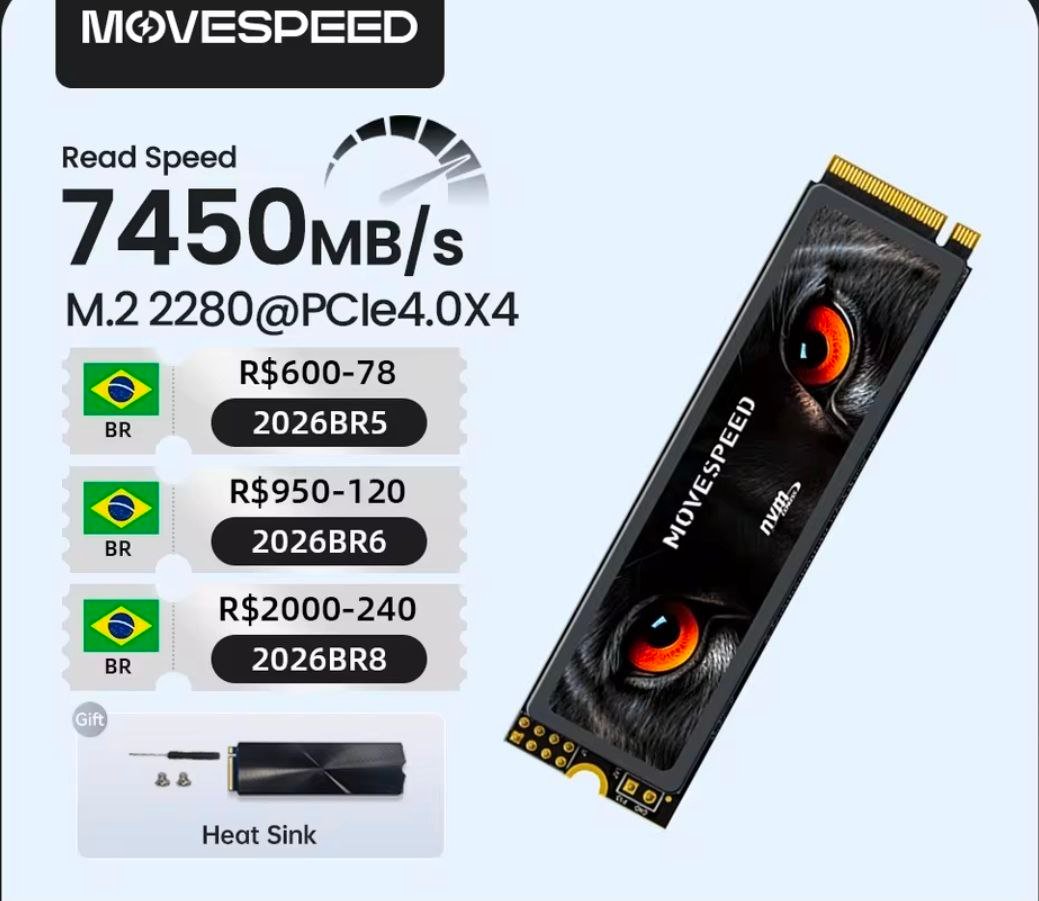 2TB SSD Nvme Gen 4 Movespeed 7450mb/s PCIE 4 gen4 pcie4.0 🔥💻💽