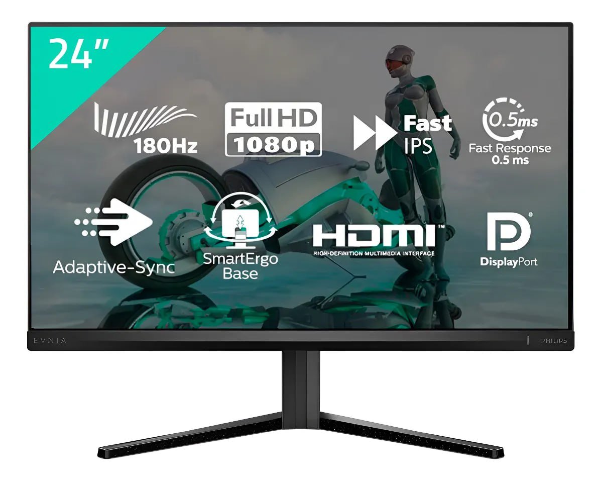 Monitor Gamer Philips 24" Evnia FHD 180hz 0,5ms IPS 🖥️🕹️