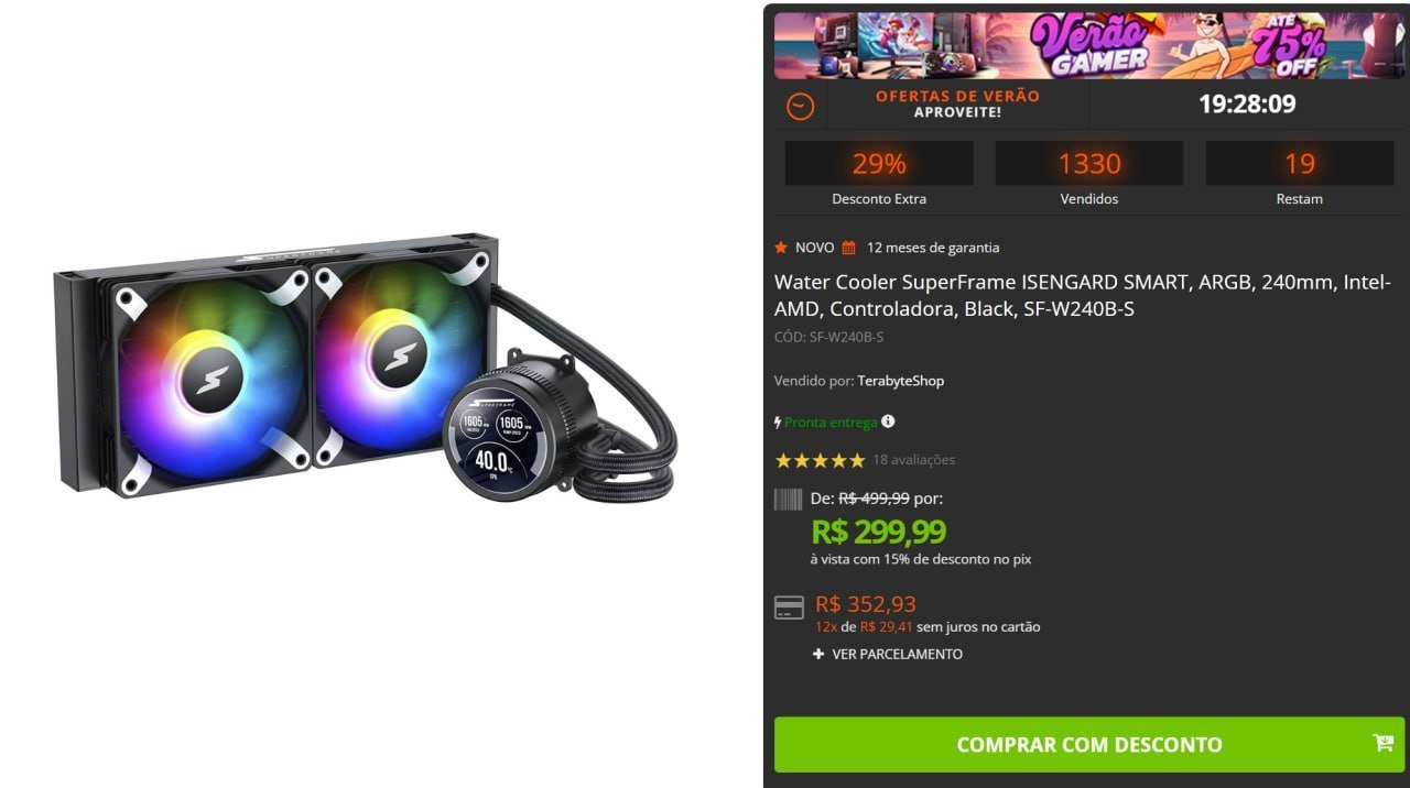 Water Cooler SuperFrame ISENGARD SMART, ARGB, 240mm, Intel-AMD, Controladora, Black 🧊🖥️