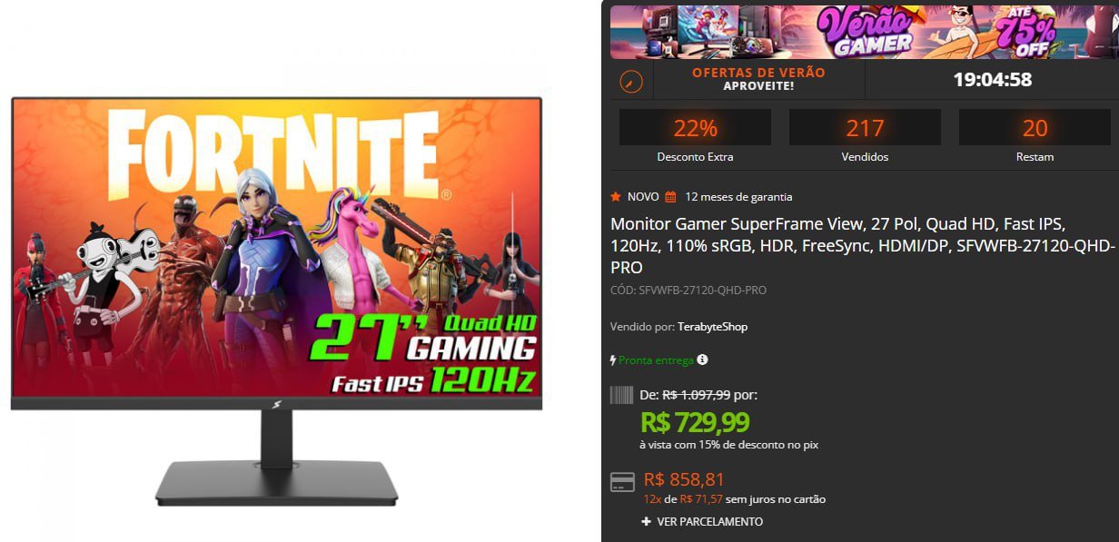 Monitor Gamer SuperFrame View, 27 Pol, Quad HD, Fast IPS, 120Hz 🖥️🎮