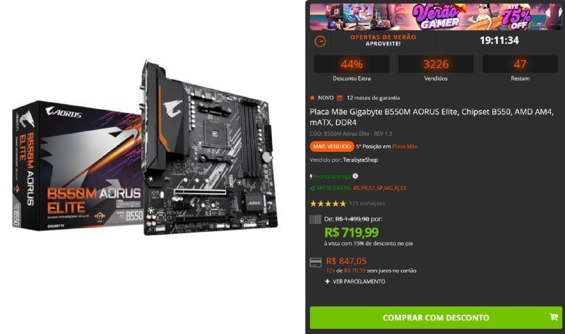 Placa-mãe GIGABYTE B550M AORUS Elite 🖥️🛒