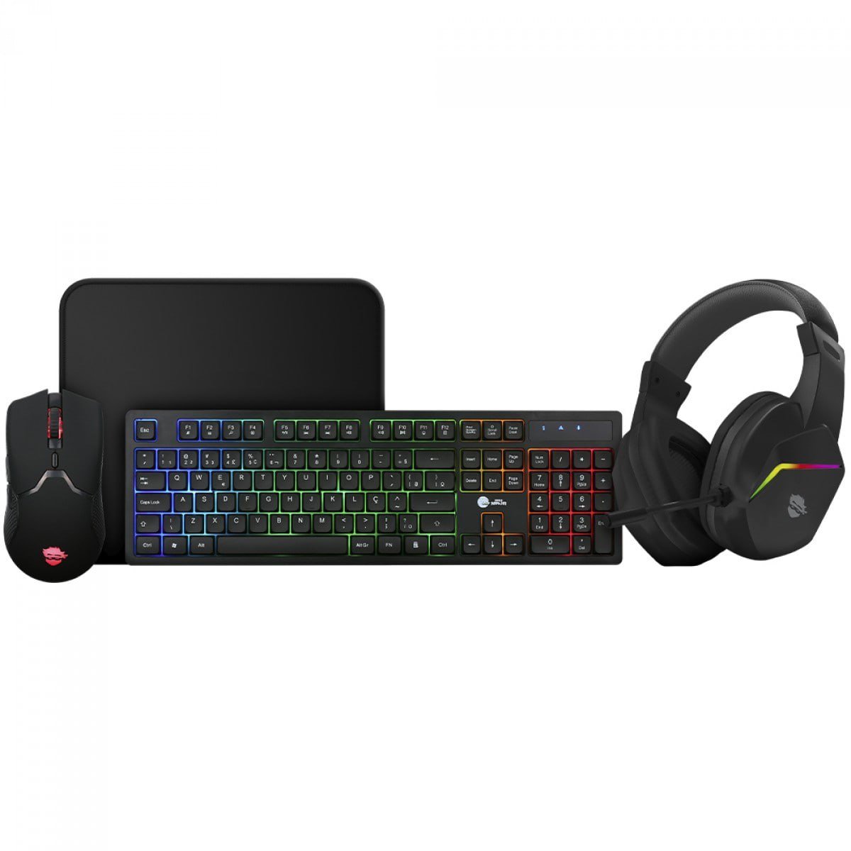 Combo Gamer Ninja Squad 4 Em 1, Headset, Teclado, Mouse e Mousepad, USB, Rainbow 🎮🖱️⌨️