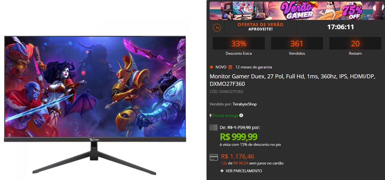 Monitor Gamer Duex, 27 Pol Full HD, 1ms, 360Hz, IPS 🖥️🎮