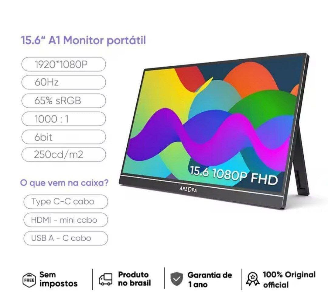 Monitor Portátil ARZOPA A1 15.6" IPS 60Hz 🖥️