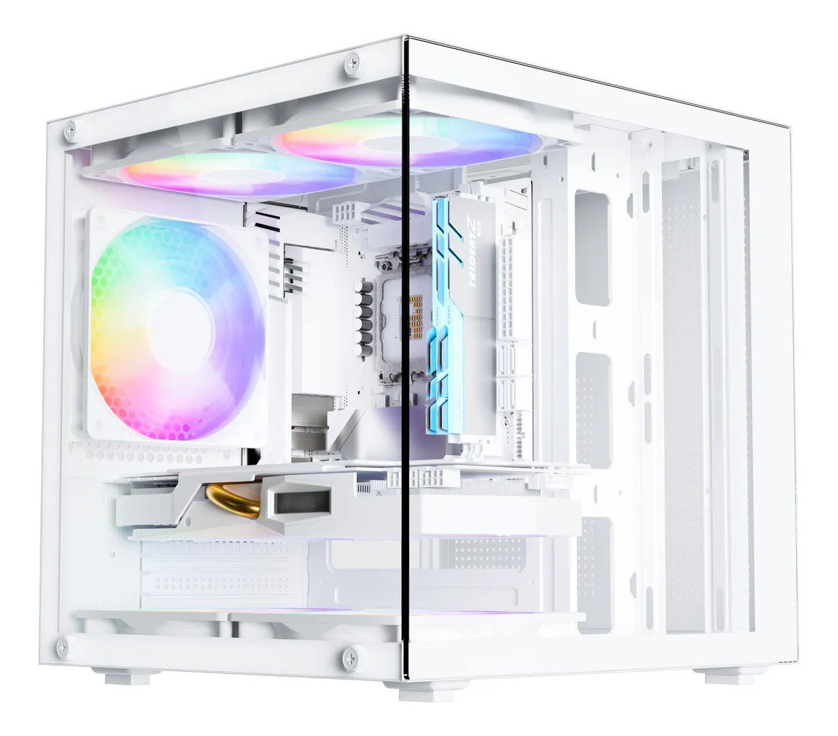Gabinete Gamer Aquário Mini-ITX, Micro-ATX com 5 FANS 🔥🔥🖥️🌀
