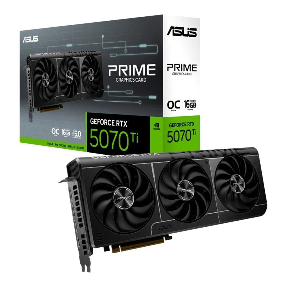 Placa de Vídeo ASUS PRIME RTX 5070 Ti O16G NVIDIA Geforce, 16GB, GDDR7, IA com FP4 e DLSS4, Edição OC 🛒🎮