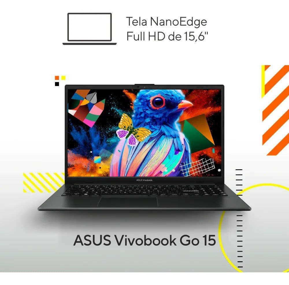 (Assinantes Meli+) Notebook Asus Vivobook Go 15 E1504fa AMD Ryzen 5 7520U 16GB RAM 512GB SSD Linux Keepos Tela 15,6 🛒💻