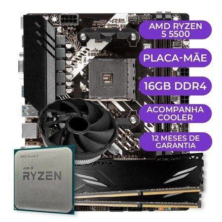 Kit Upgrade Gamer AMD Ryzen 5 5500 + B450M + 16GB DDR4 2x8 AM4 Ryzen 🎮