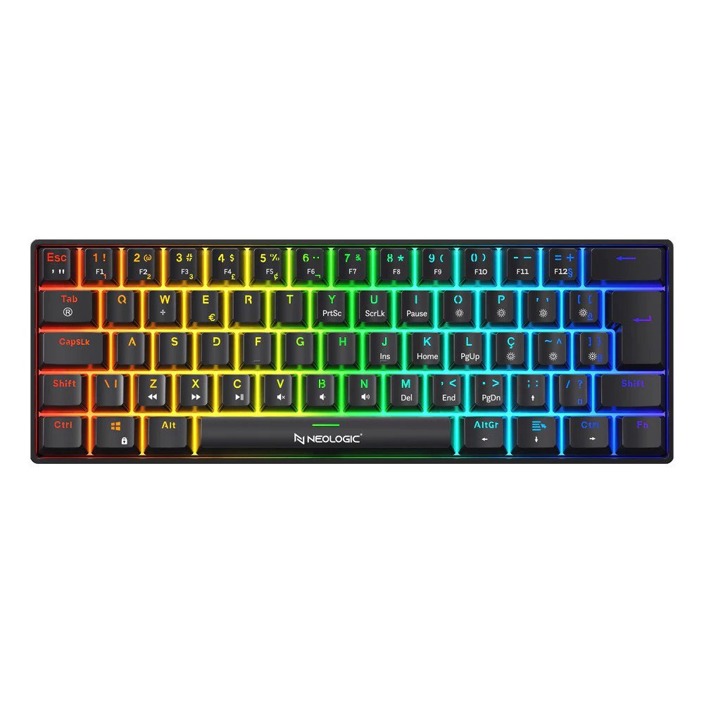 TECLADO GAMER MECÂNICO PRECISION PRO DARK 60% RGB HOT SWAP 61 TECLAS SWITCH BLUE PRETO CABO TIPO C 🎮
