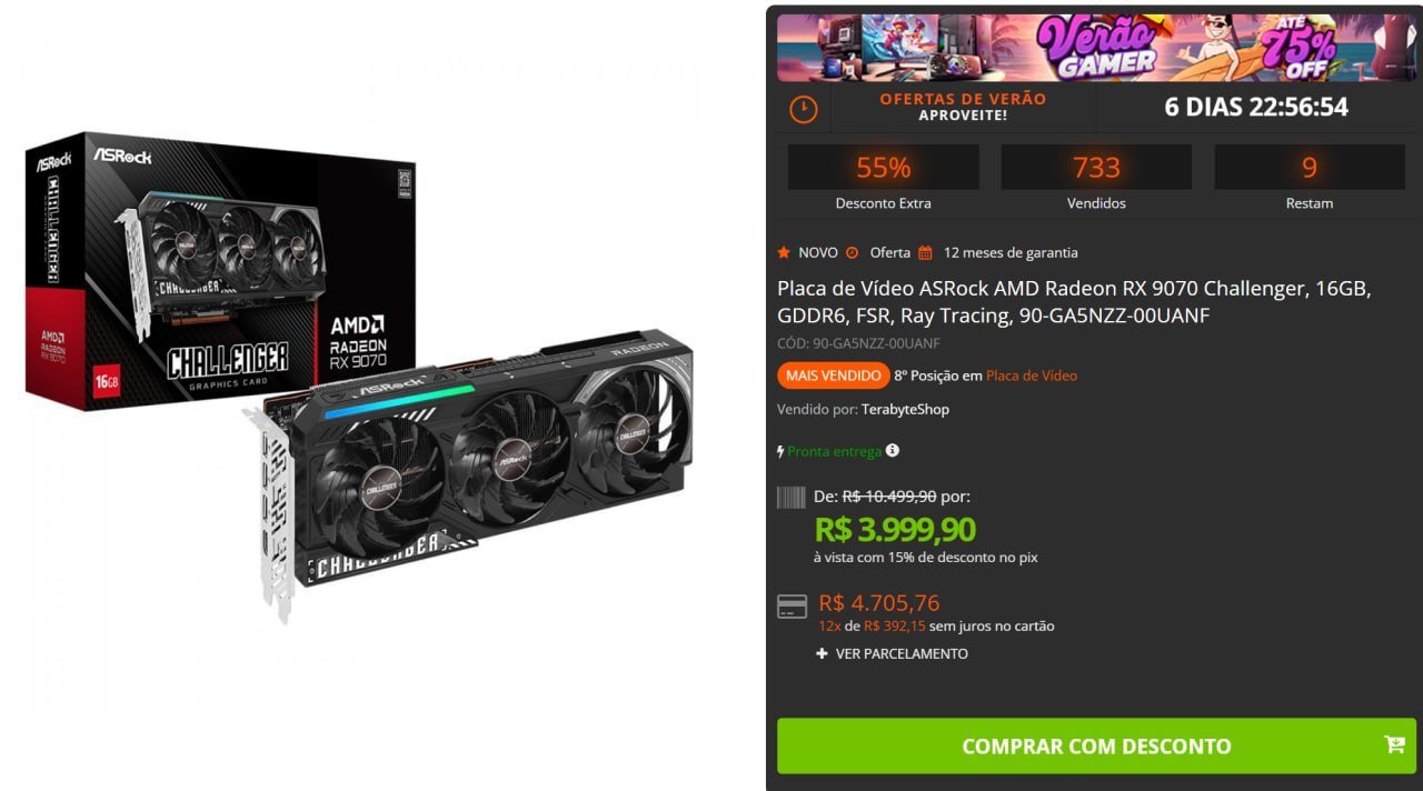 Placa de Vídeo ASRock AMD Radeon RX 9070 Challenger, 16GB GDDR6 🖥️🎮