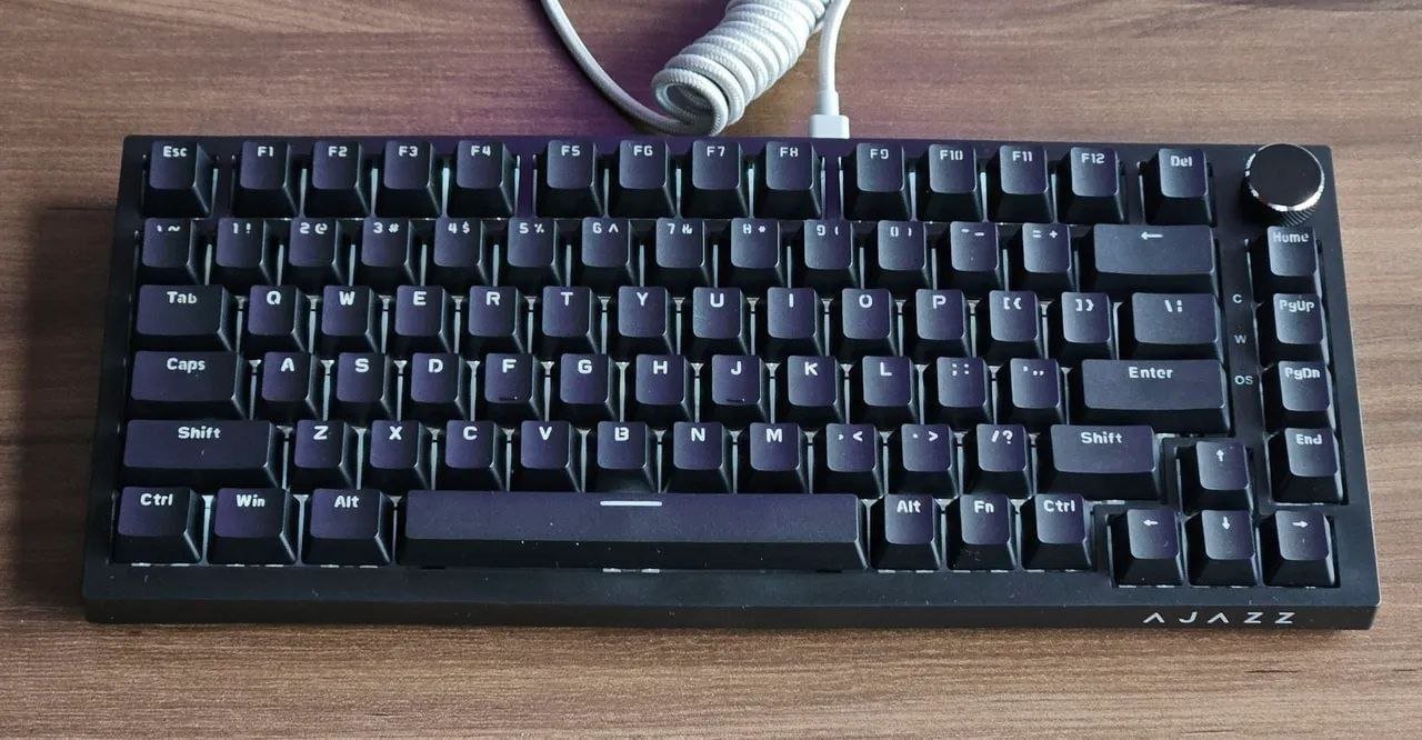 Teclado Mecânico Ajazz AK820 Led White, Switch Red e Blue, Hot Swappable, Knob volume 🎮⌨️