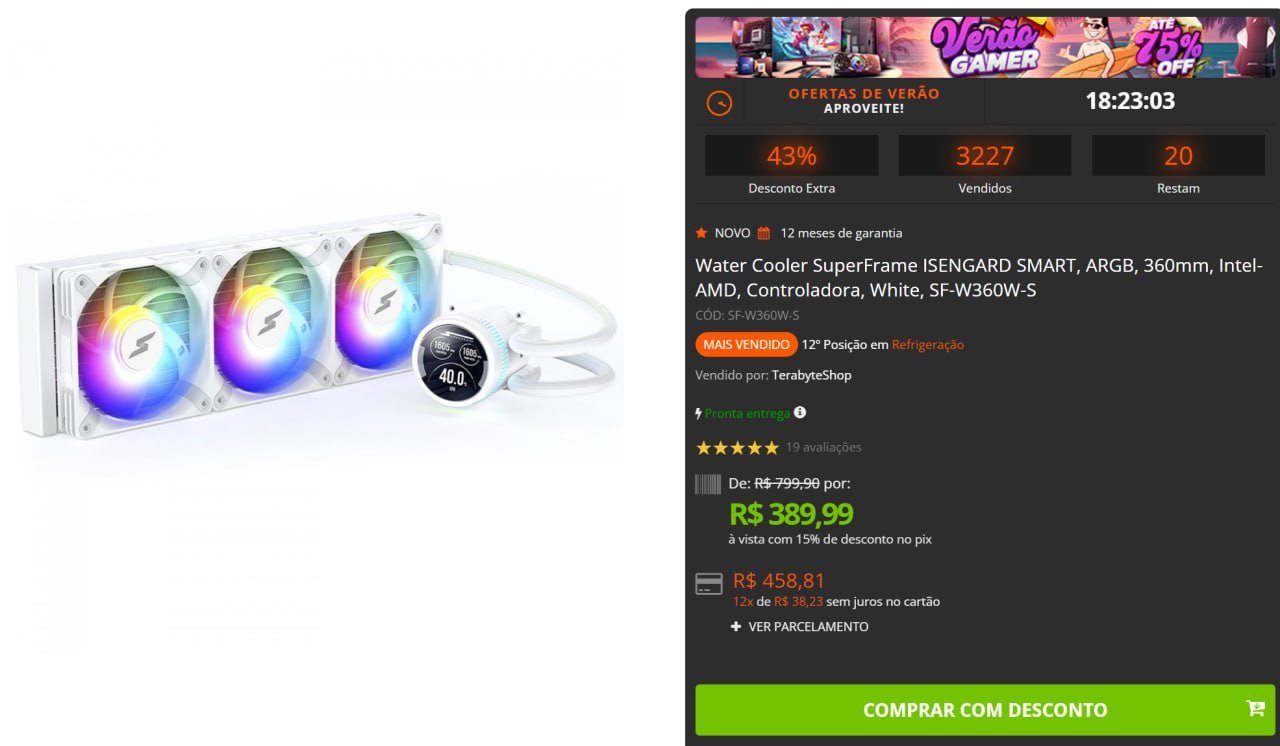 Water Cooler SuperFrame ISENGARD SMART, ARGB, 360mm Intel-AMD, Controladora, White 🛒❄️