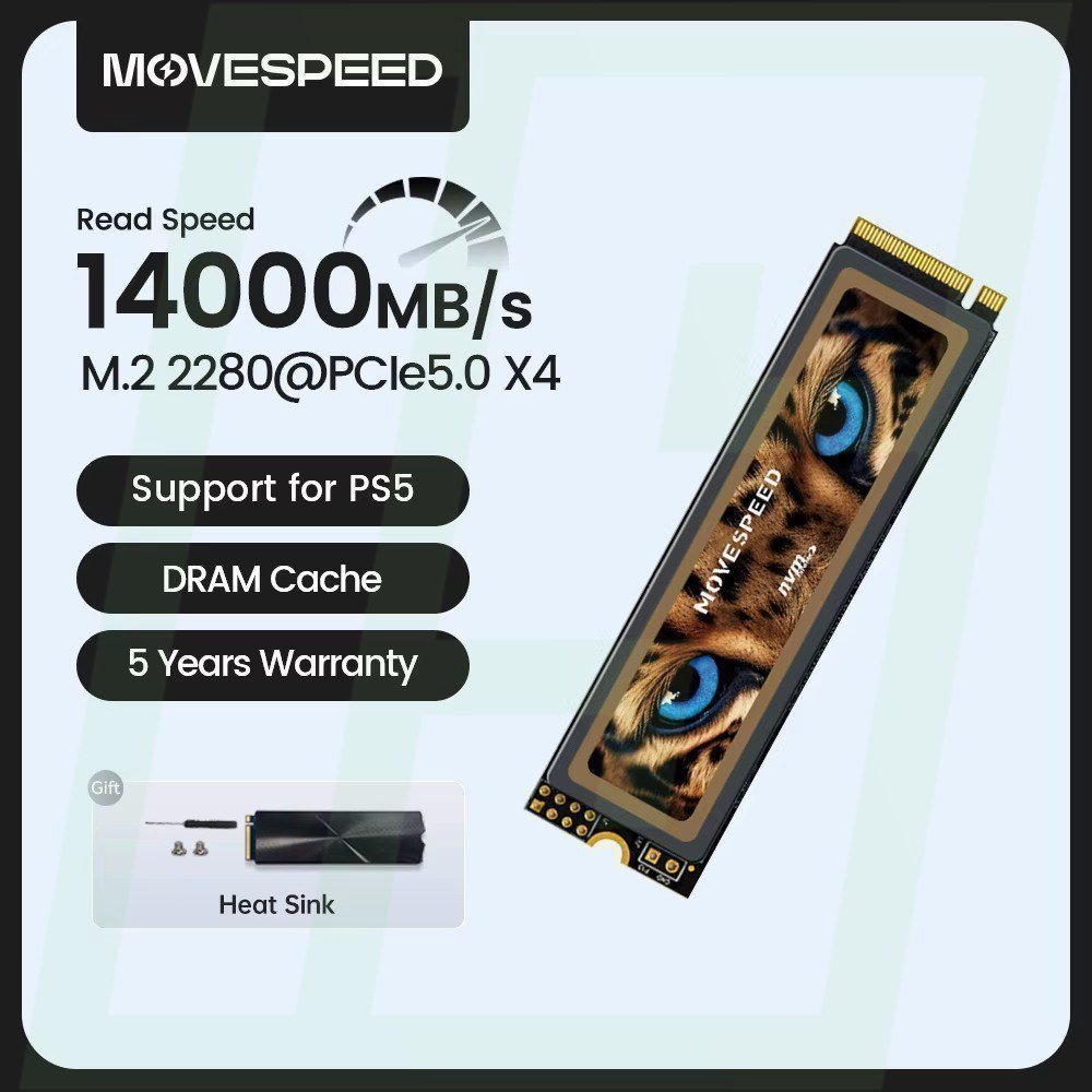 2TB SSD Nvme Gen 5 Movespeed 14000mb/s 14000mbs PCIE 5 gen5 pcie5.0