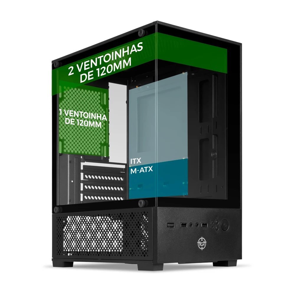 Gabinete Gamer TGT Legion, Mini-Tower, Lateral de Vidro, Preto, TGT-LGN-BK 🖥️🛒