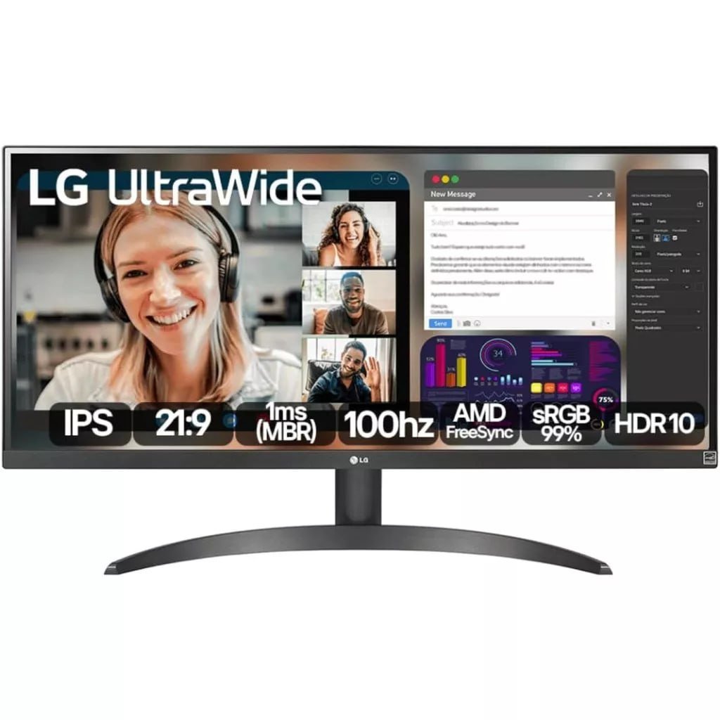 Monitor LG UltraWide Tela IPS 29'' 100Hz –29WQ500B 🖥️🛒