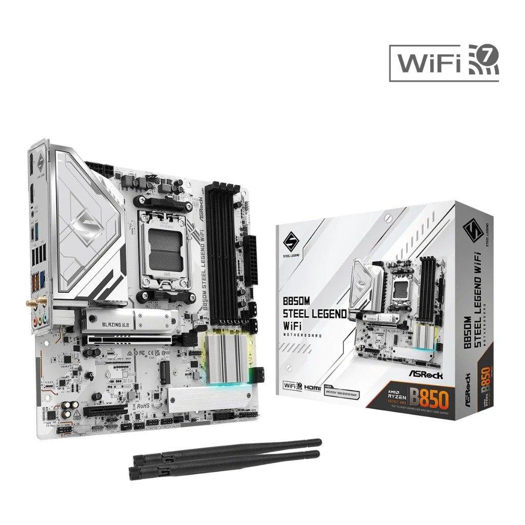 Placa Mãe ASRock B850M Steel Legend Wi-Fi AM5 DDR5 — PCIe 5.0, M.2 NVMe, Wi-Fi 7, 2.5GbE 🖥️