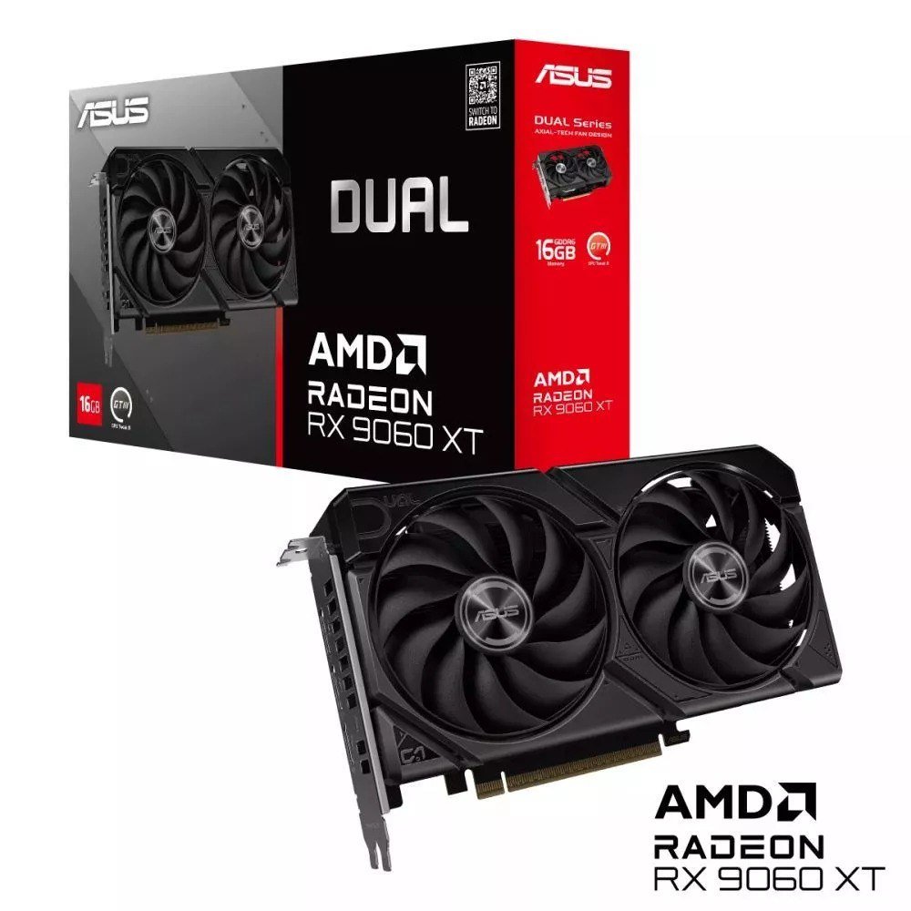 RX 9060 XT 16GB Placa de vídeo AMD Radeon ASUS RX9060XT Dual Series 16GB GDDR6 90YV0LG2-M0NA00