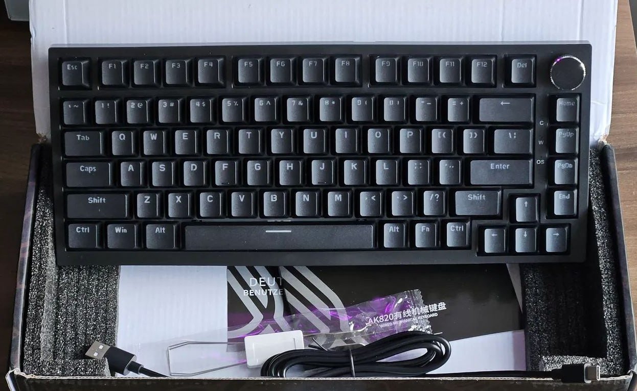 Teclado Mecânico Ajazz AK820 Led White, Switch Red e Blue, Hot Swappable, Knob volume 🎮⌨️