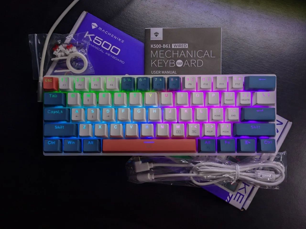 Teclado Mecânico Machenike K500-B61, RGB, PBT, Switch Huano Hot Swap 🎮⌨️