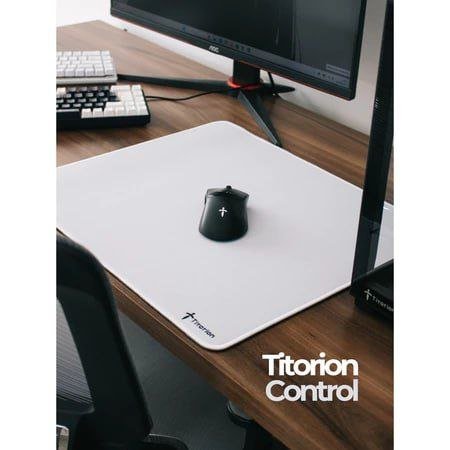 Mouse Pad Gamer APEX Control Profissional 49x42 Deskpad Branco Preto Hexágono Ergonômico Titorion 🖱️🖤