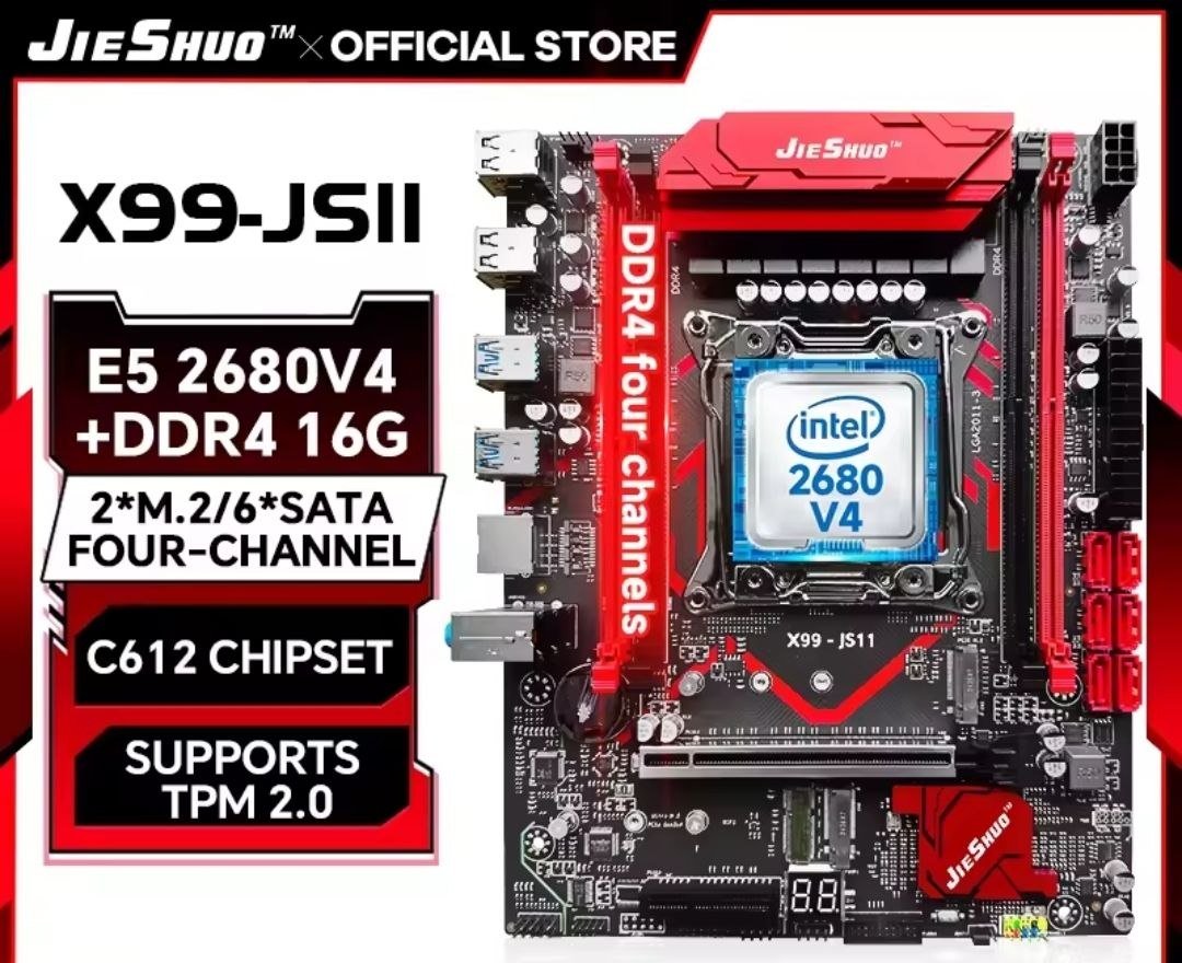Kit Xeon X99-JSII Jieshuo + E5 2680 V4 + 16GB RAM (Estoque no Brasil) 🖥️🛒