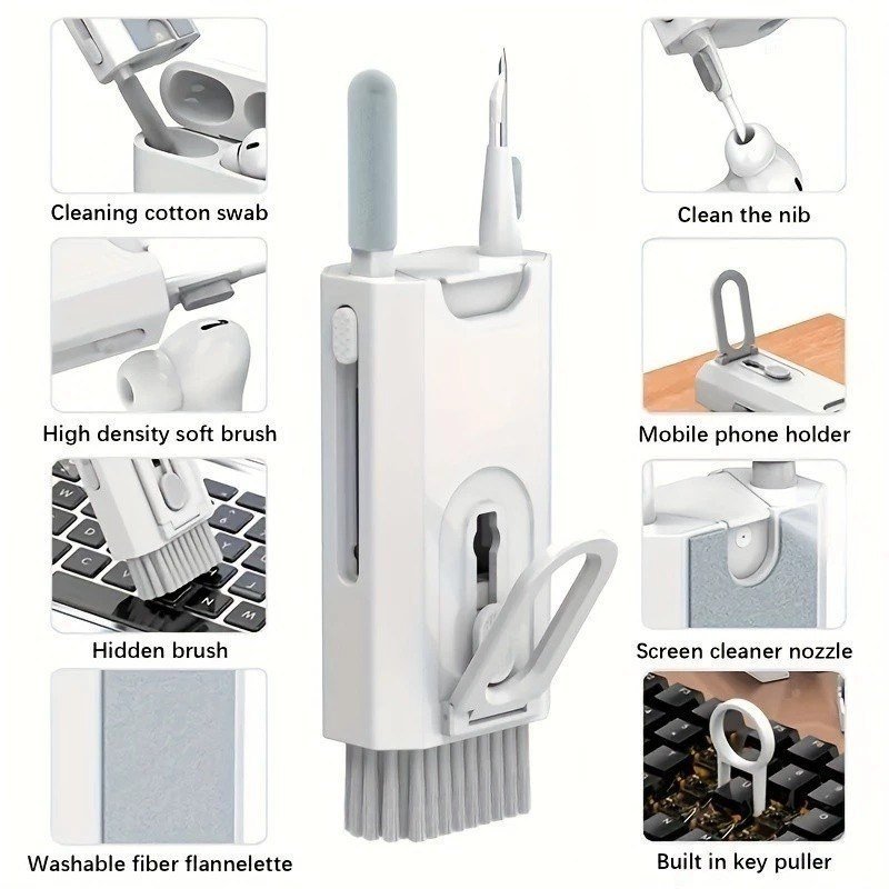 Escova de limpeza de teclado 8 em 1 multifuncional portátil para computador 🧹💻