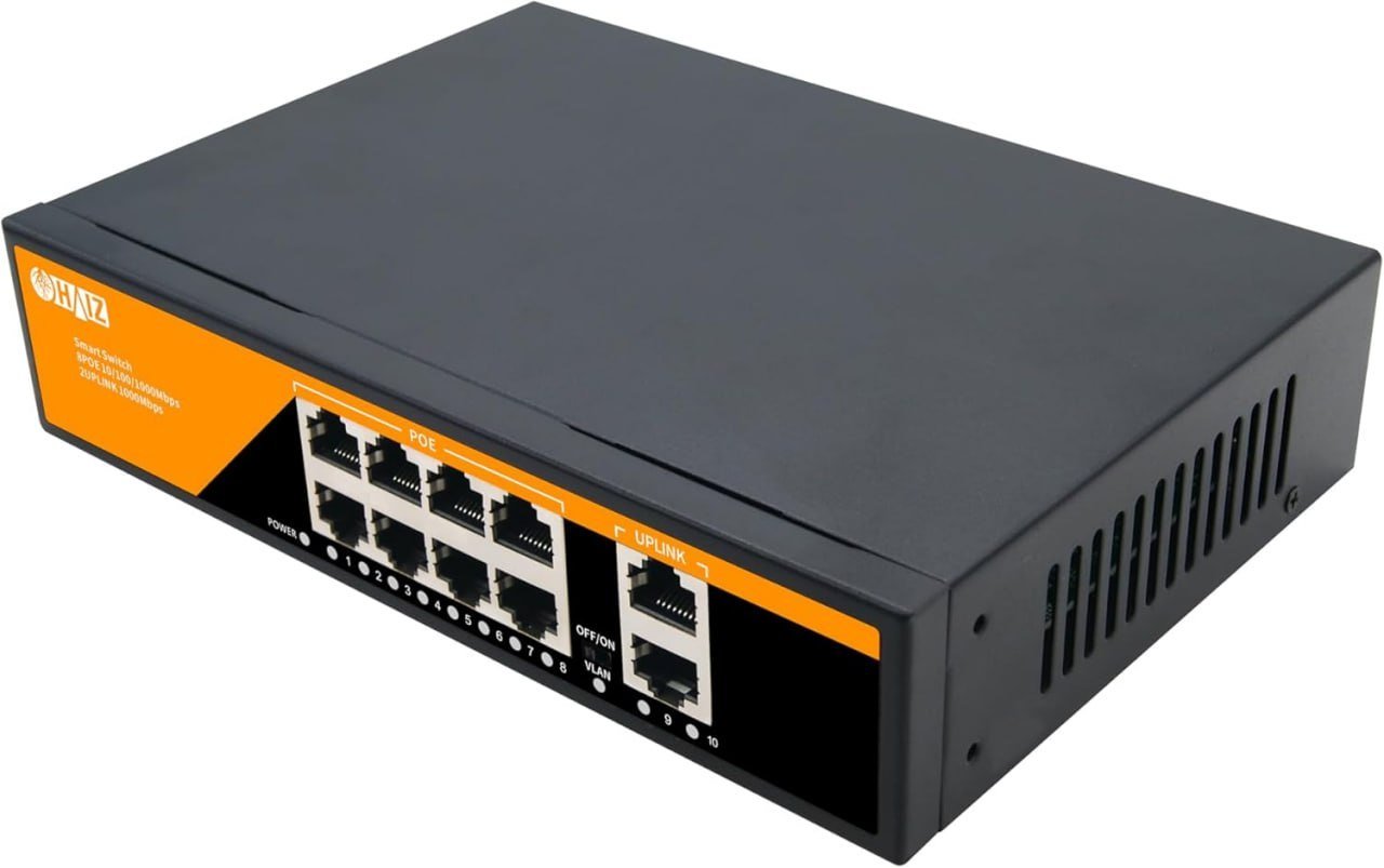 Switch Poe Com 8 Portas Poe + 2 Portas UP LINK HZ-1010GB-POE 🛒