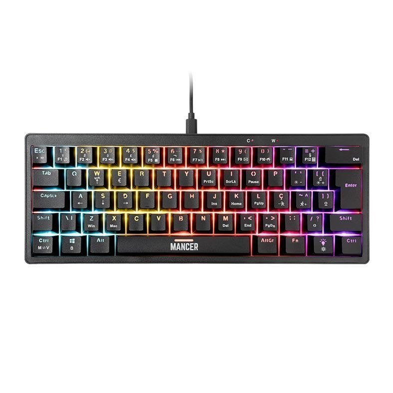Teclado Mecânico Mancer Zarion Rainbow ABNT2 Switch Vermelho Preto 🖥️🎮