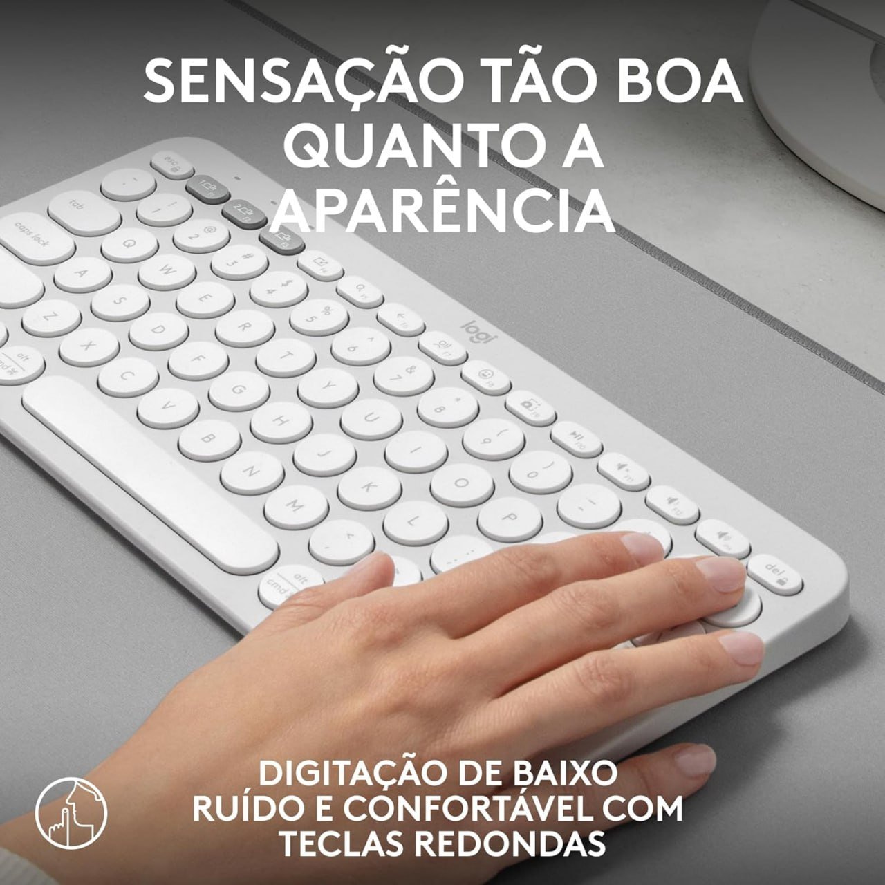 Teclado sem fio Logitech Pebble Keys 2 K380s Branco 🖥️🎮