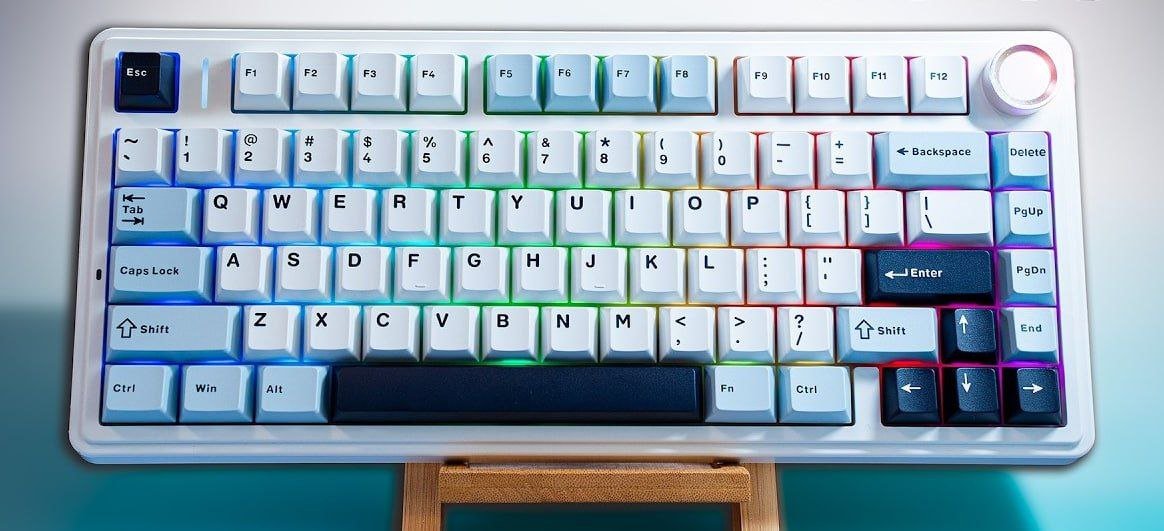 Teclado Sem Fio Mecânico AULA F75 RGB, Hot Swap, Keycaps PBT, Com Knob de Volume - Várias cores 🇧🇷🖥️🎮