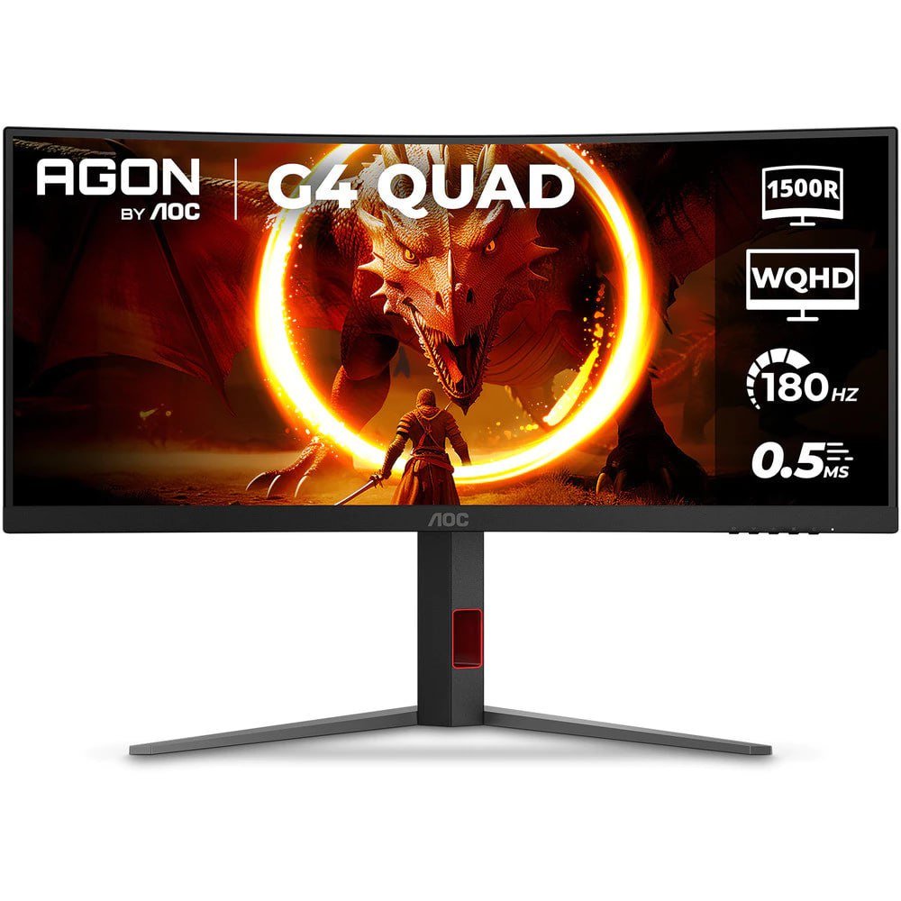 Monitor Gamer Curvo AOC AGON QUAD 34" Ultrawide WQHD 180Hz 0,5ms Base Ajustável 🖥️🎮