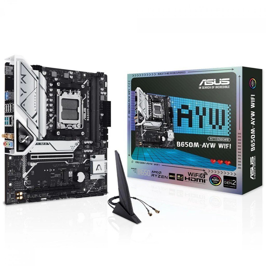 Placa Mãe Asus B650M-AYW WIFI, Chipset B650, AMD AM5, mATX, DDR5