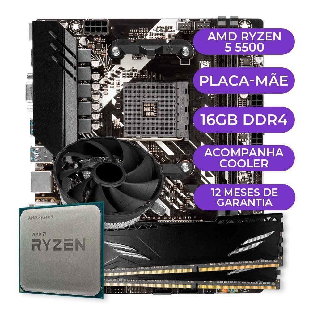 Kit Upgrade Gamer AMD Ryzen 5 5500 + B450M + 16GB DDR4 🛒🖥️