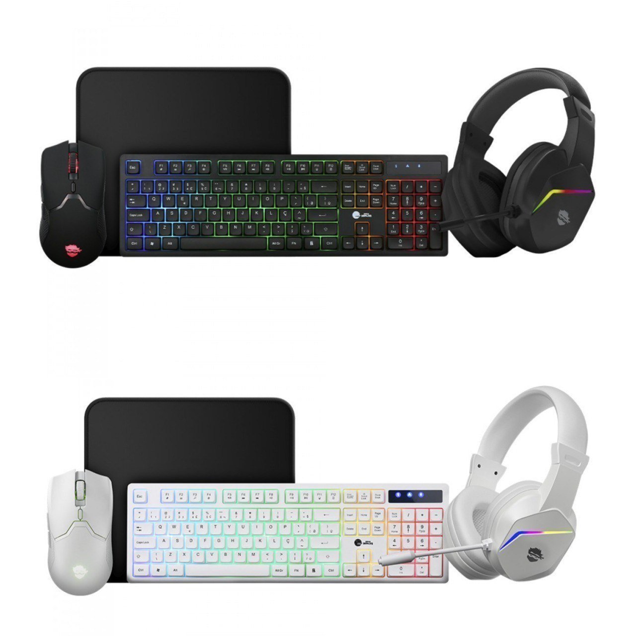Combo Gamer Ninja Squad 4 Em 1, Headset, Teclado, Mouse e Mousepad, USB, Rainbow 🎮🖱️🎧