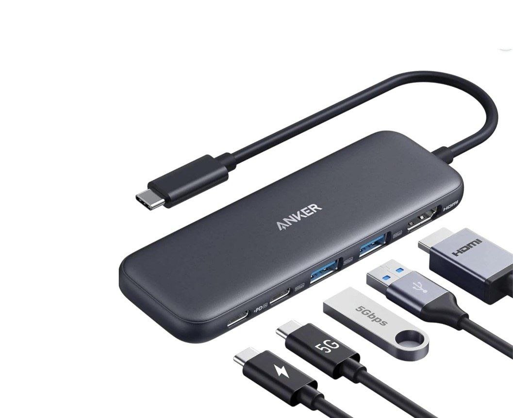 Anker 332 Hub USB-C 5 em 1, HDMI 4K, 2 Portas USB-A 5 Gbps, Cinza 🛒
