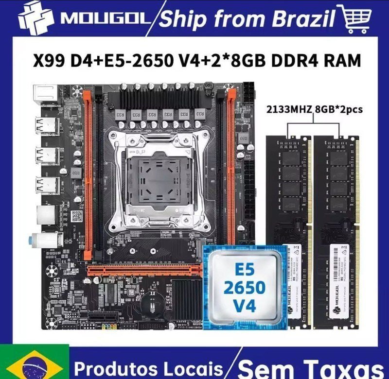 Kit x99 MOUGOL D4 + Xeon 2650v4 + 2x8GB 2133mhz ECC