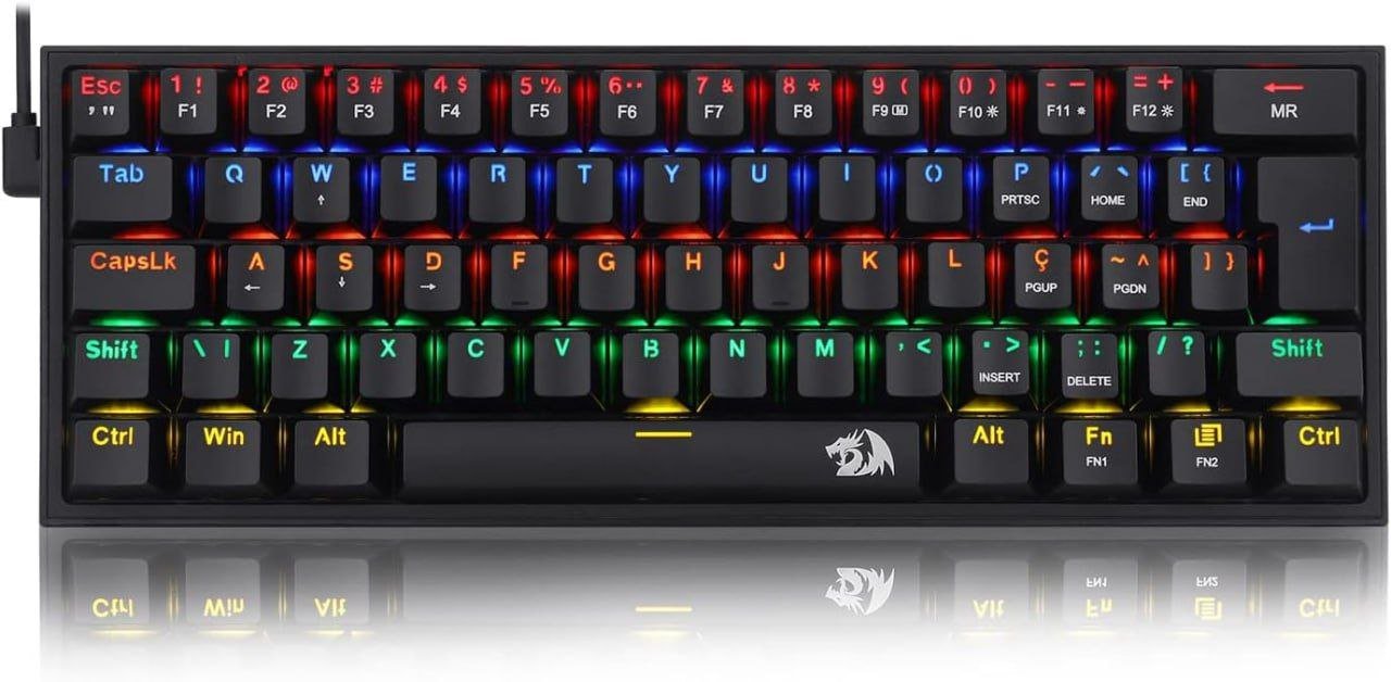 Teclado Mecânico Gamer Fizz Rainbow Preto Switch Azul 🎮⌨️