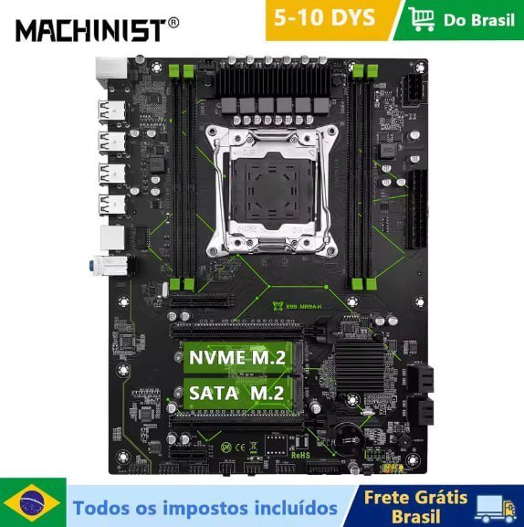 Placa Mãe para Xeon Machinist x99 MR9A-H, 1x NVME, 1x SATA M.2