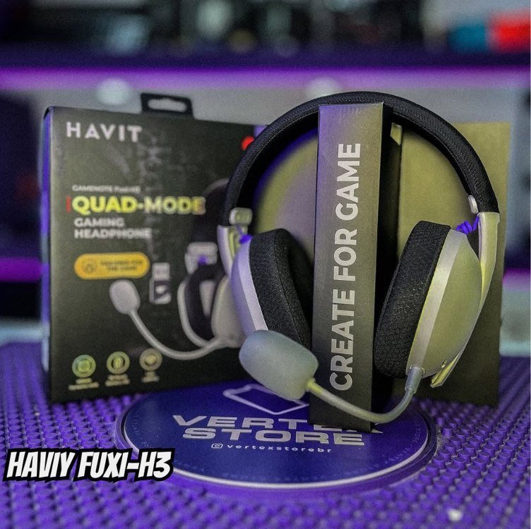 Havit Fone de Ouvido Headset Gamer Fuxi-H3 White Black, Com Fio e Sem Fio 🎧🎮