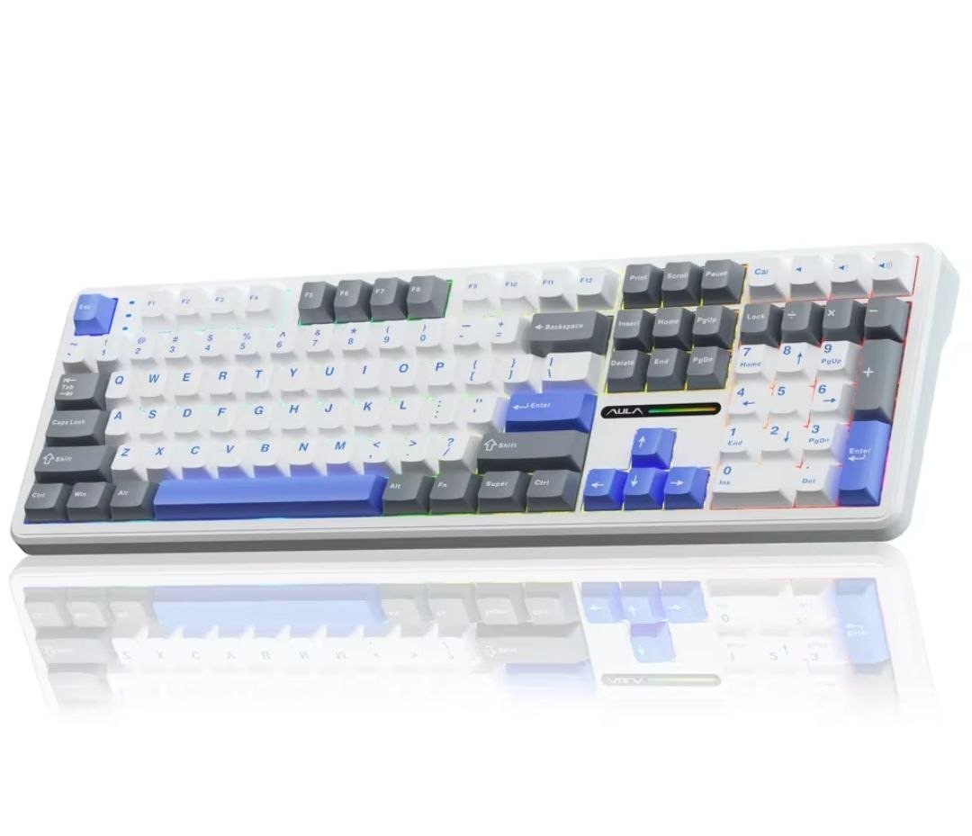 AULA F108 Teclado sem fio Macro Gaming teclado Junta Hot-swap 100% Teclado de tamanho completo (ESTOQUE NO BRASIL) 🇧🇷🎮⌨️
