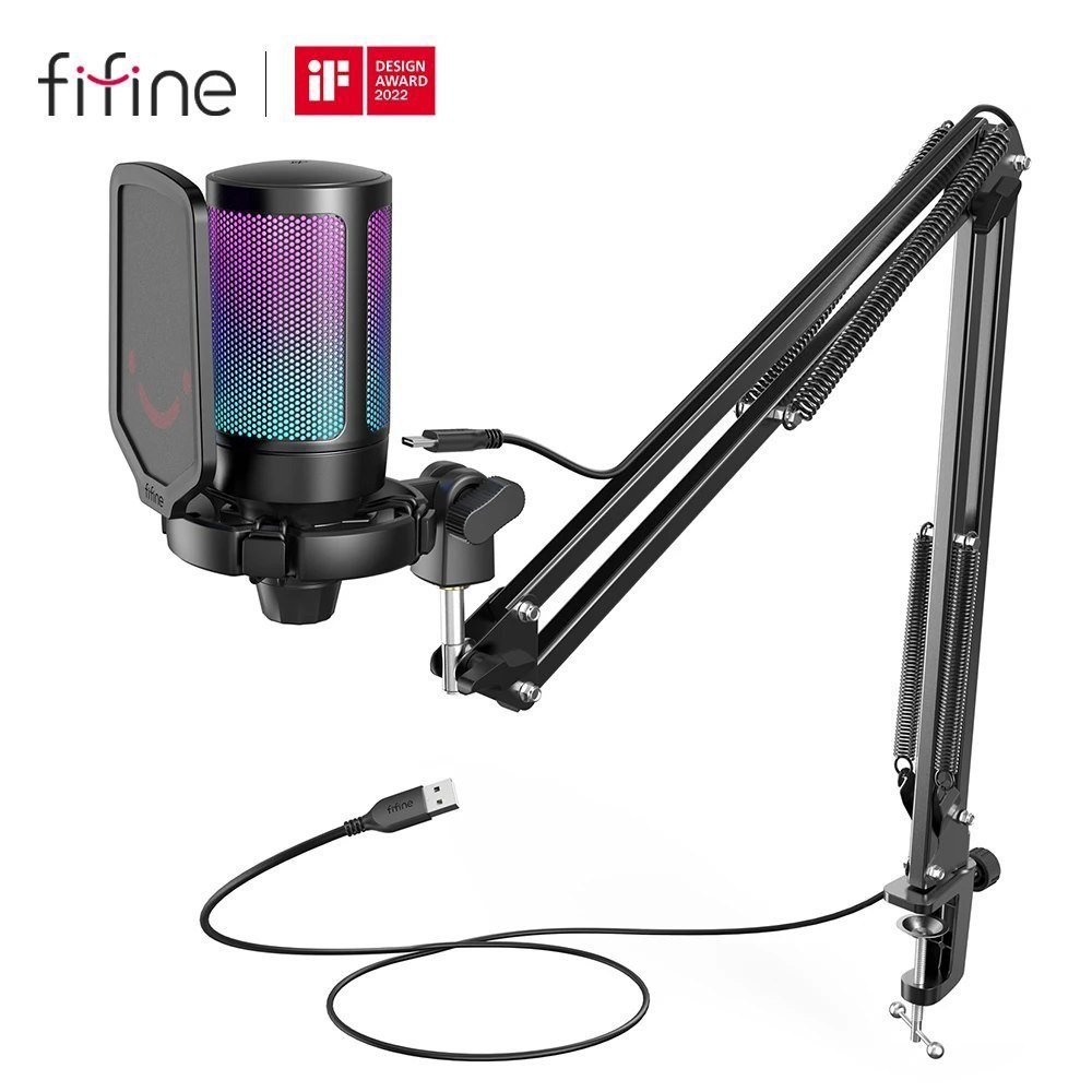 Kit - Microfone Fifine Ampligame A2T + Braço articulado Fifine 🎤🎧