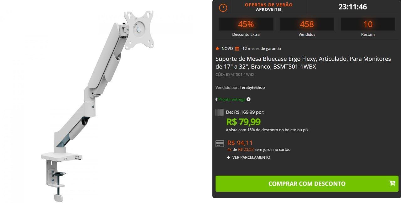 Suporte de Mesa Bluecase Ergo Flexy Articulado para Monitores de 17" a 32" 🖥️