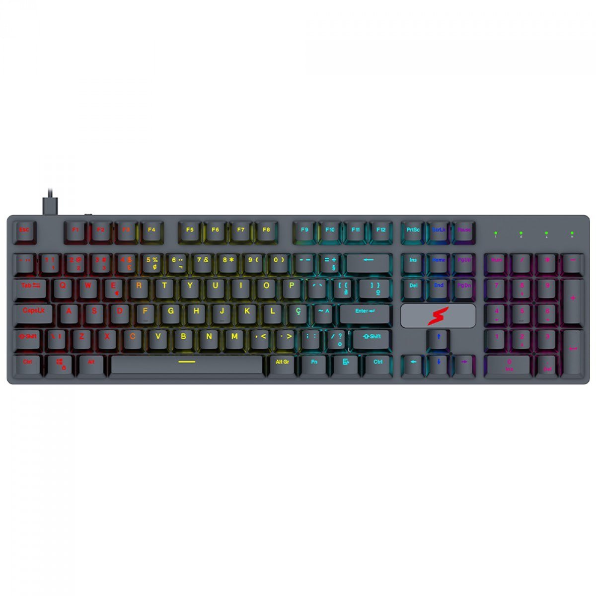 Teclado Gamer SuperFrame Striker, Rainbow, Switch Blue, ABNT2, USB, Full Size 🎮⌨️