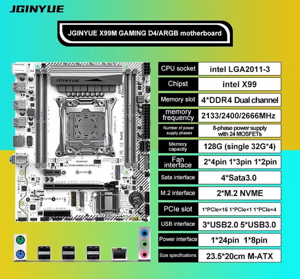 JGINYUE X99 GAMING D4 ARGB (Tem suporte ao TPM 2.0) 🖥️✨