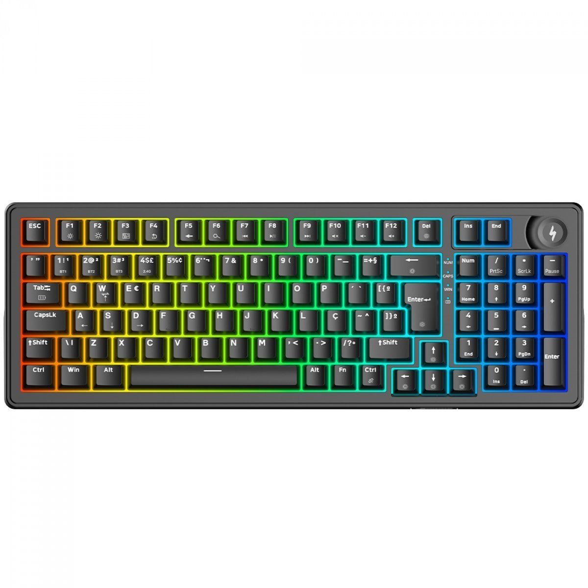Teclado Mecânico Gamer SuperFrame Phantom, RGB, Wireless/Bluetooth, Switch KTT WineRed Linear, ABNT2, Preto 🎮⌨️