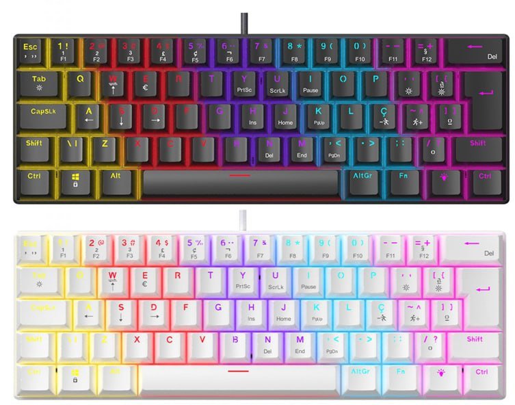 Teclado Mecânico Gamer Ninja Leap 60%, Switch Blue, Rainbow, ABNT2 🖱️⌨️