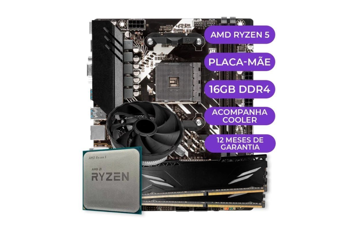 Kit Upgrade Gamer, Processador AMD Ryzen 5 5600GT + B450M + 16GB DDR4 💻🖥️