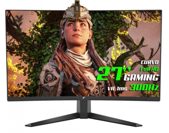Monitor Gamer SuperFrame UltraX, 27 Pol, Curvo, Full HD, Fast VA, 1ms, 300Hz, FreeSync/G-Sync, HDMI/DP, Preto, SFUCB-27300-FHD 🖥️🎮