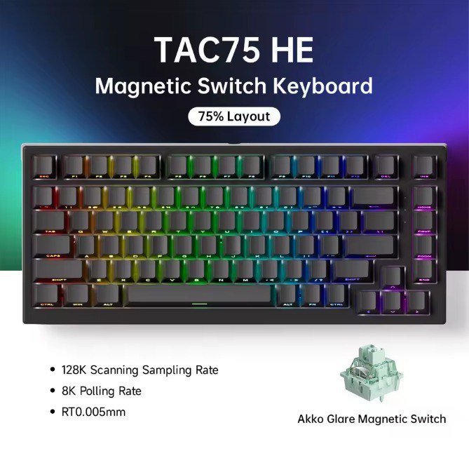 TECLADO MAGNÉTICO AKKO TAC75 HE, 8KHz, 75% LAYOUT 🛒⌨️