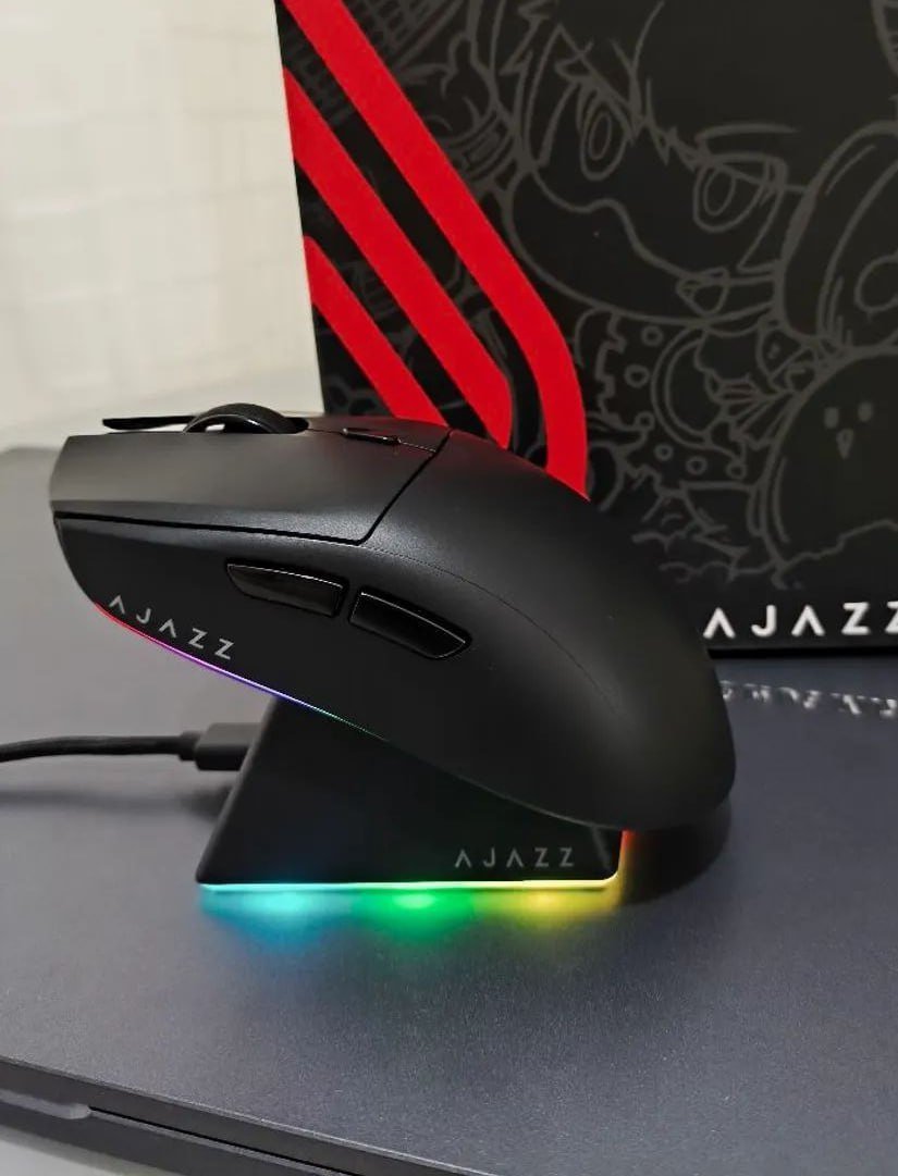 Mouse Sem Fio Com Dock Ajazz AJ139 V2 Series PAW 3311 500mAh Micro Switch Huano Tri Mode 🖱️🎮